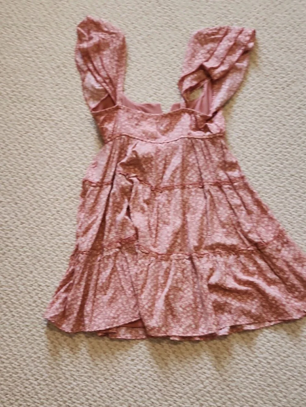 Altar'd State Rose Pink Floral Tiered Mini Dress